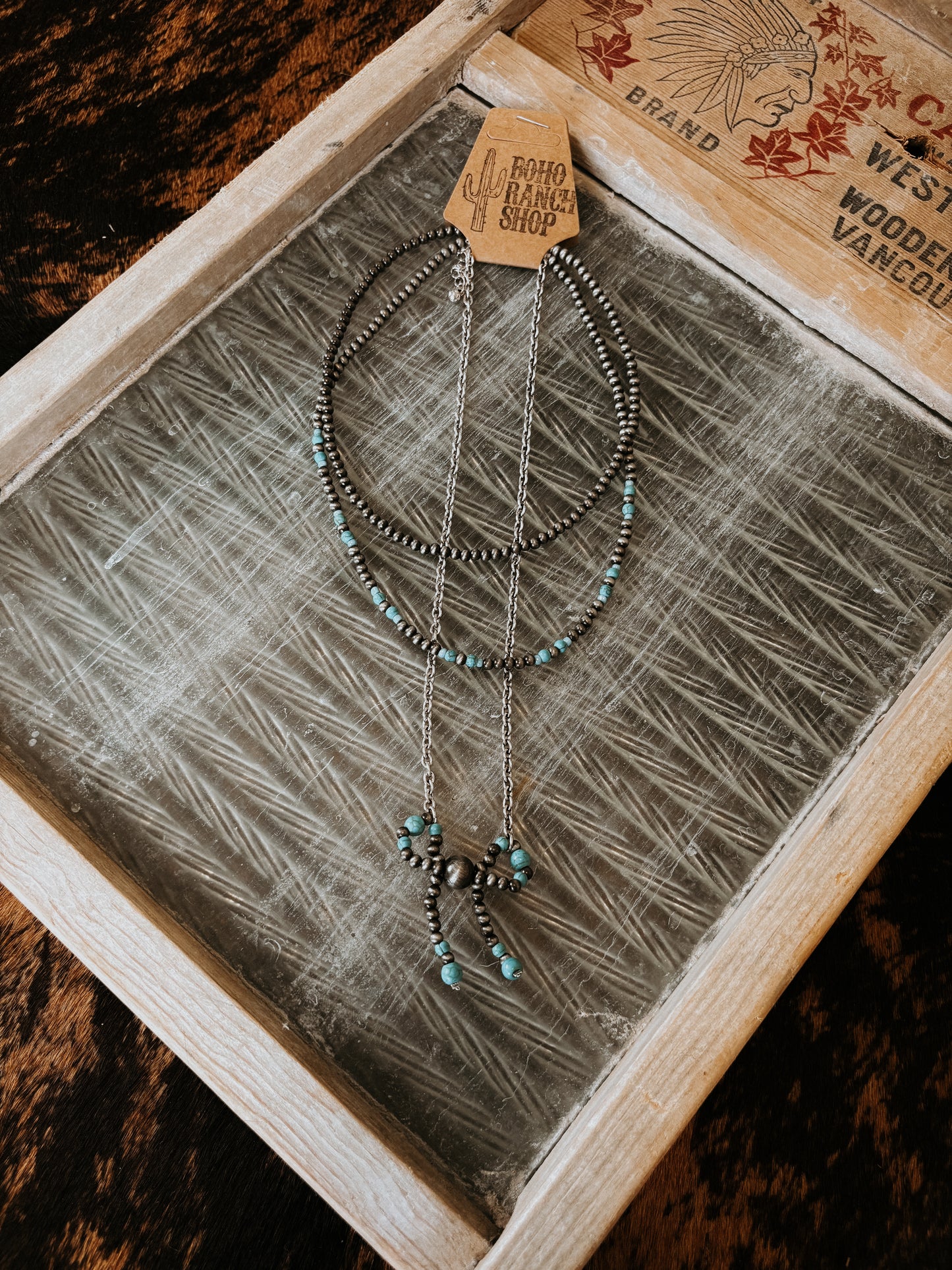 FAUX 3 Layer Western Coquette Bow Necklace