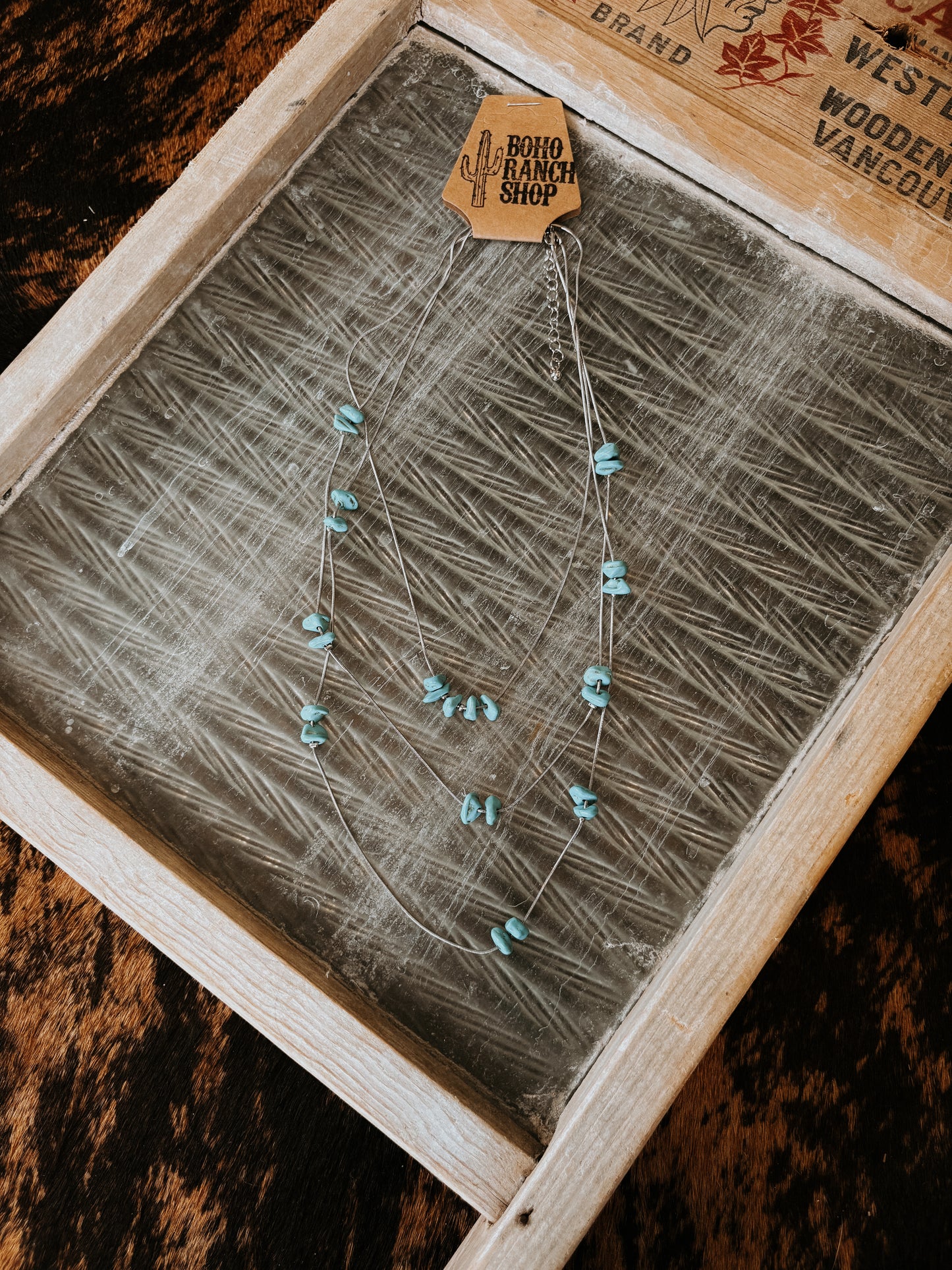 FAUX 3 Layer Chain With Turquoise Stone Necklace