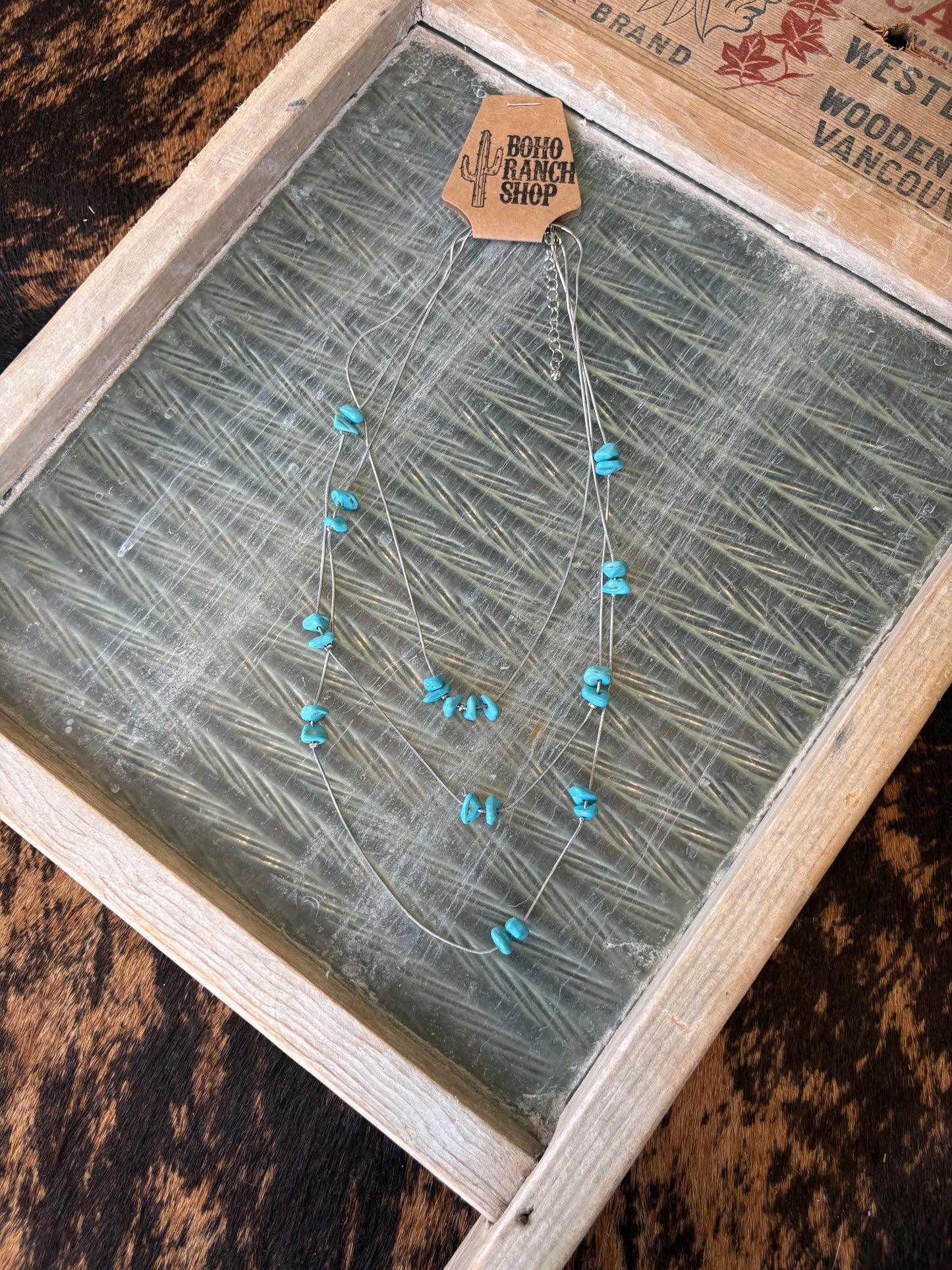 FAUX 3 Layer Chain With Turquoise Stone Necklace
