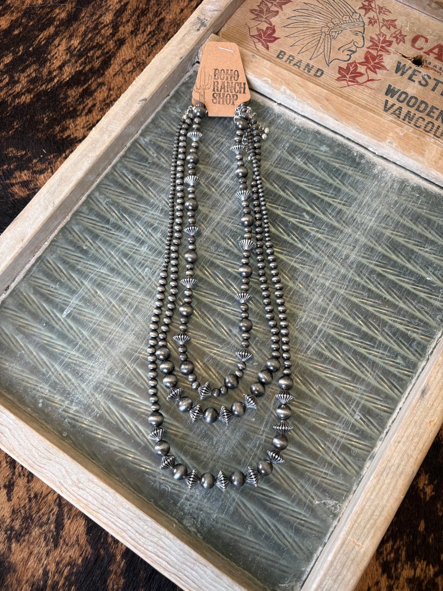 FAUX 3 Layer Navajo Bead Necklace Set