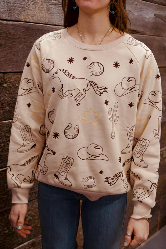 Western Embroidered - Crewneck