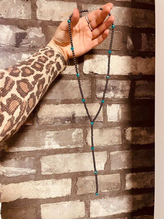 Hematite & Turquoise - Lariat Necklace